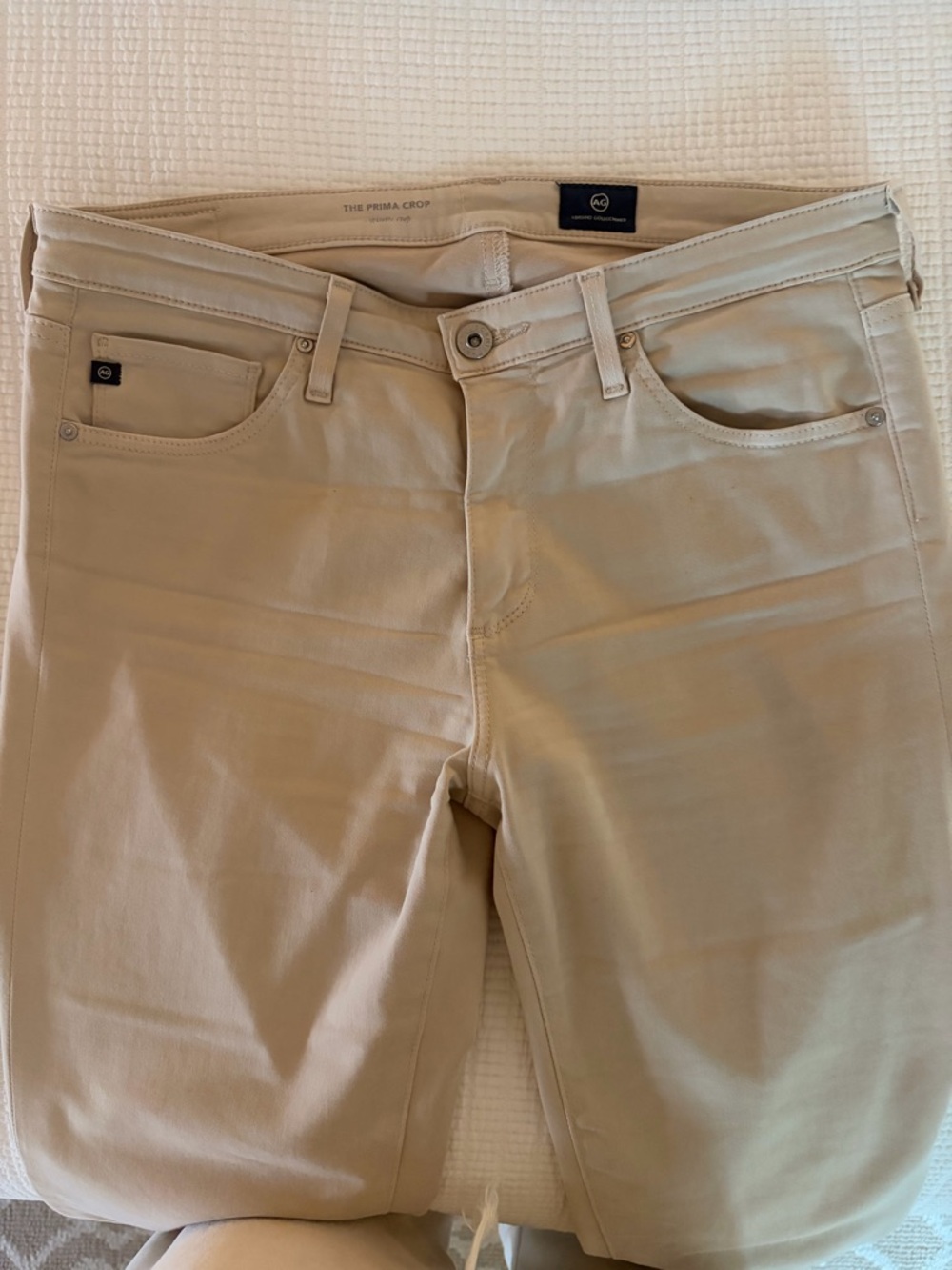 AG Prima crop light beige Slim Jeans